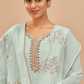 Light Blue Embroidered Georgette Semi-Stitched Suit Set