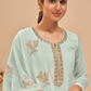 Graceful Sky Blue Palazzo Suit in Lightweight Georgette
