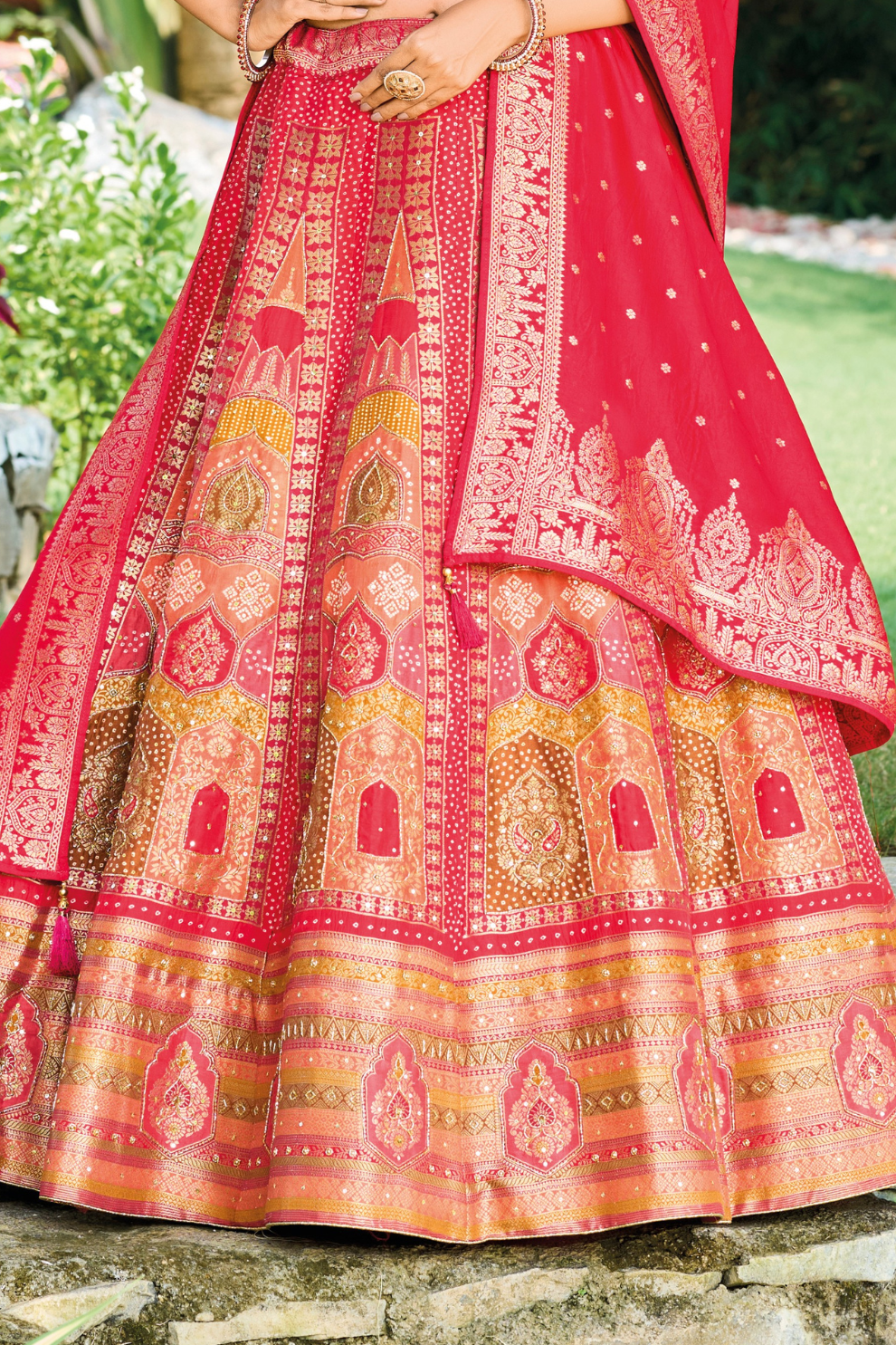 Grand Silk Bridal Lehenga with Detailed Hand Embroidery