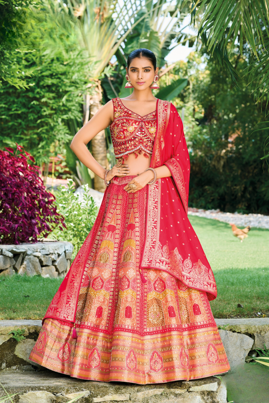 Grand Silk Bridal Lehenga with Detailed Hand Embroidery