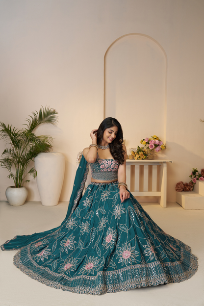 Elegant Bridesmaid Lehenga with Delicate Sequin Embellishments