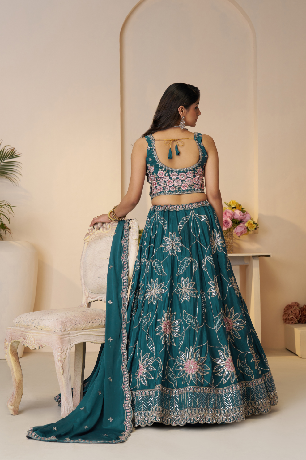 Elegant Bridesmaid Lehenga with Delicate Sequin Embellishments