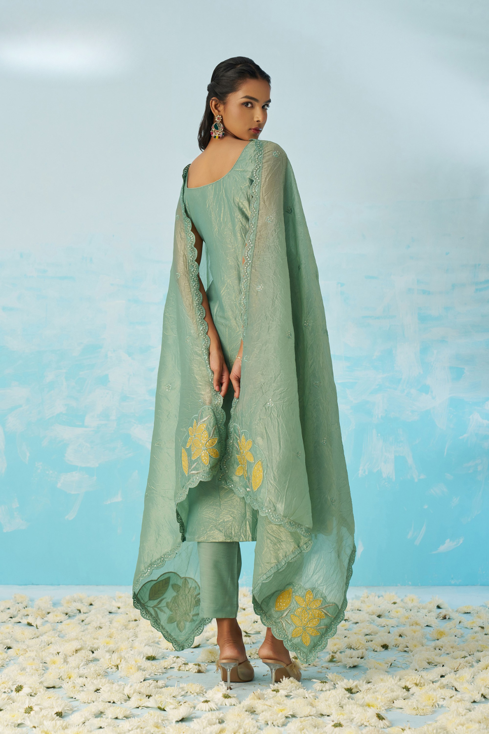 Graceful Sky Blue Salwar Kameez Crafted in Crushed Fabric