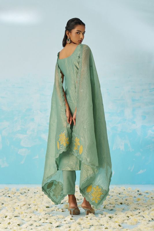 Graceful Sky Blue Salwar Kameez Crafted in Crushed Fabric