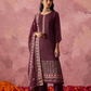 Indo-Western Wine-Colored Straight Kurta Set with Intricate Embroidery