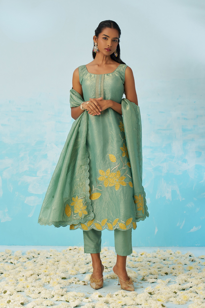 Graceful Sky Blue Salwar Kameez Crafted in Crushed Fabric