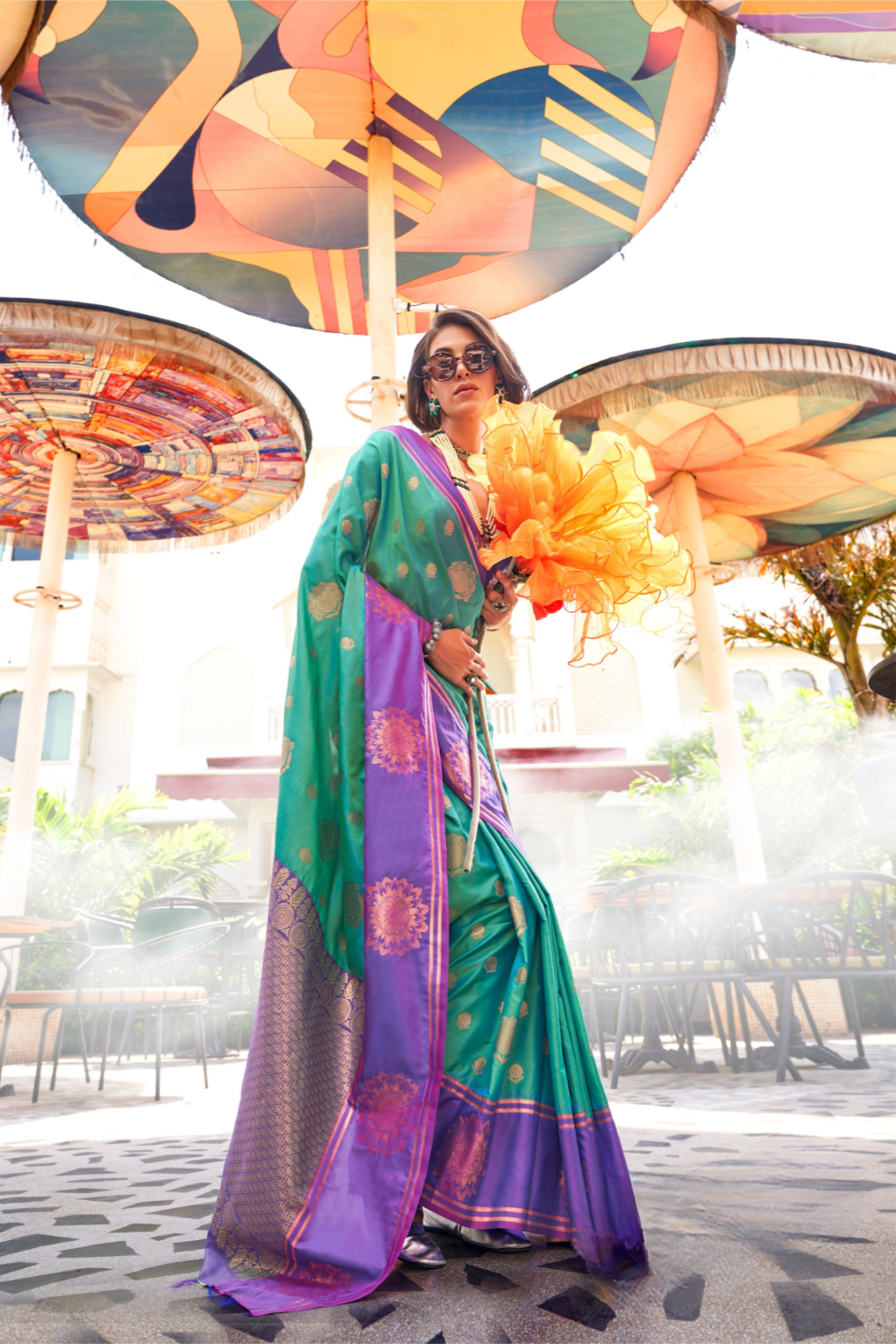 Pure Katan Banarasi Silk Blend Saree with Traditional Weaving