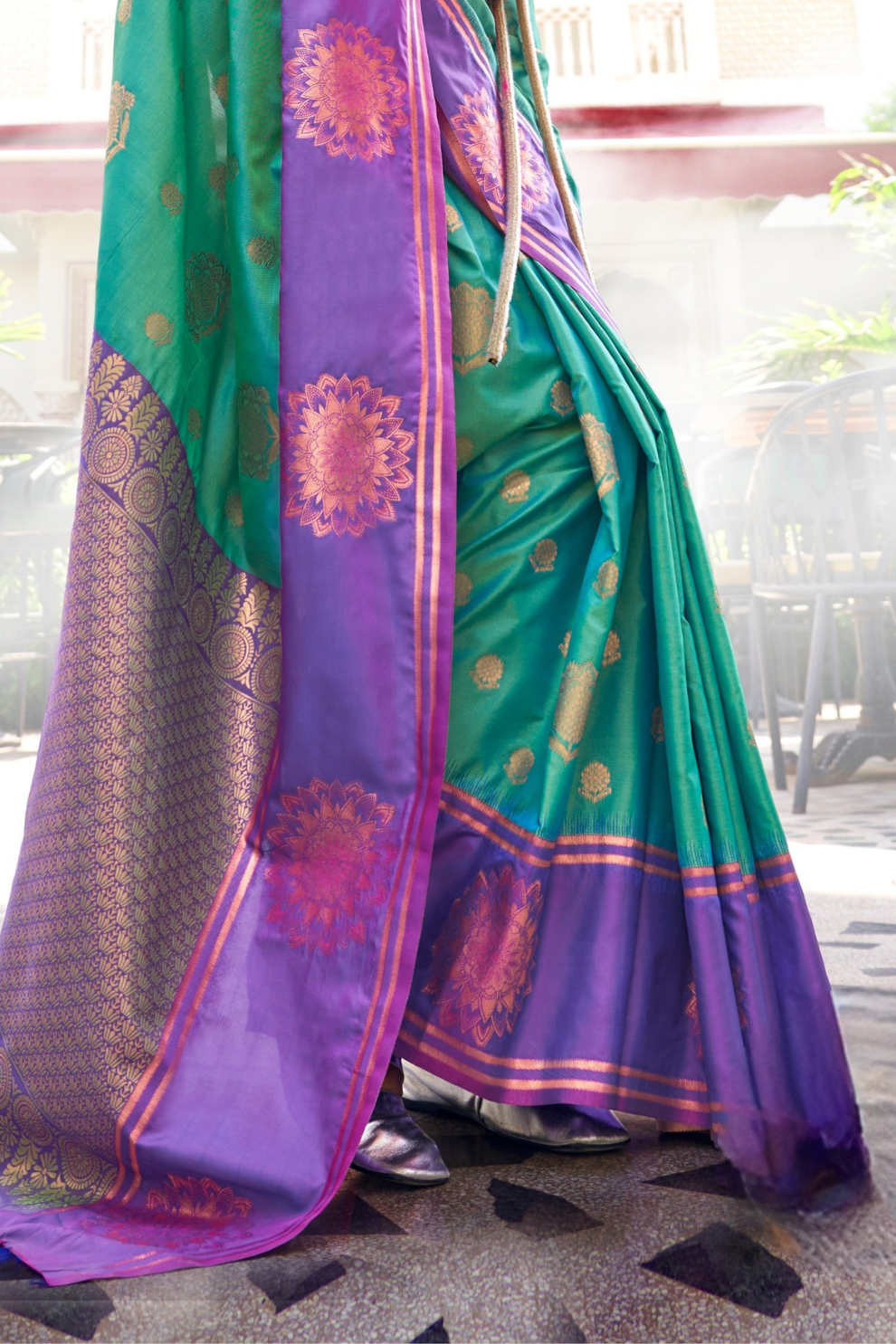 Pure Katan Banarasi Silk Blend Saree with Traditional Weaving