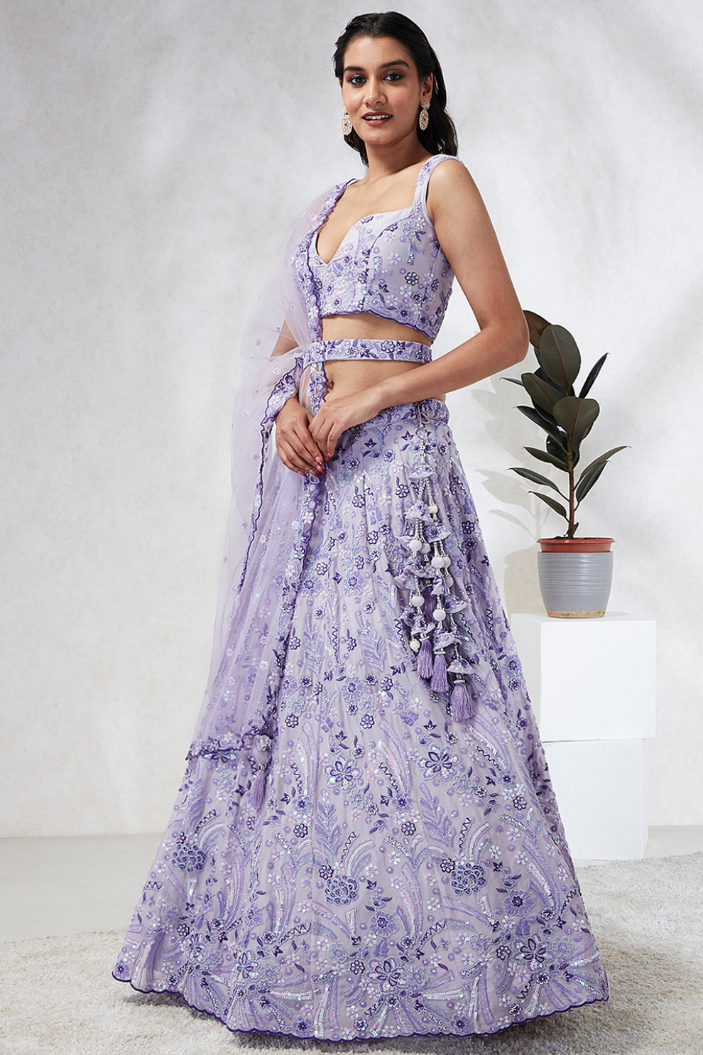 Georgette Sequins And Thread Embroidery Lehenga Choli Dupatta