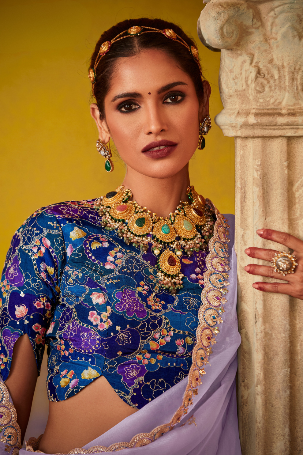 Tissue Silk Embroidered Saree with Sequins and Beads Work