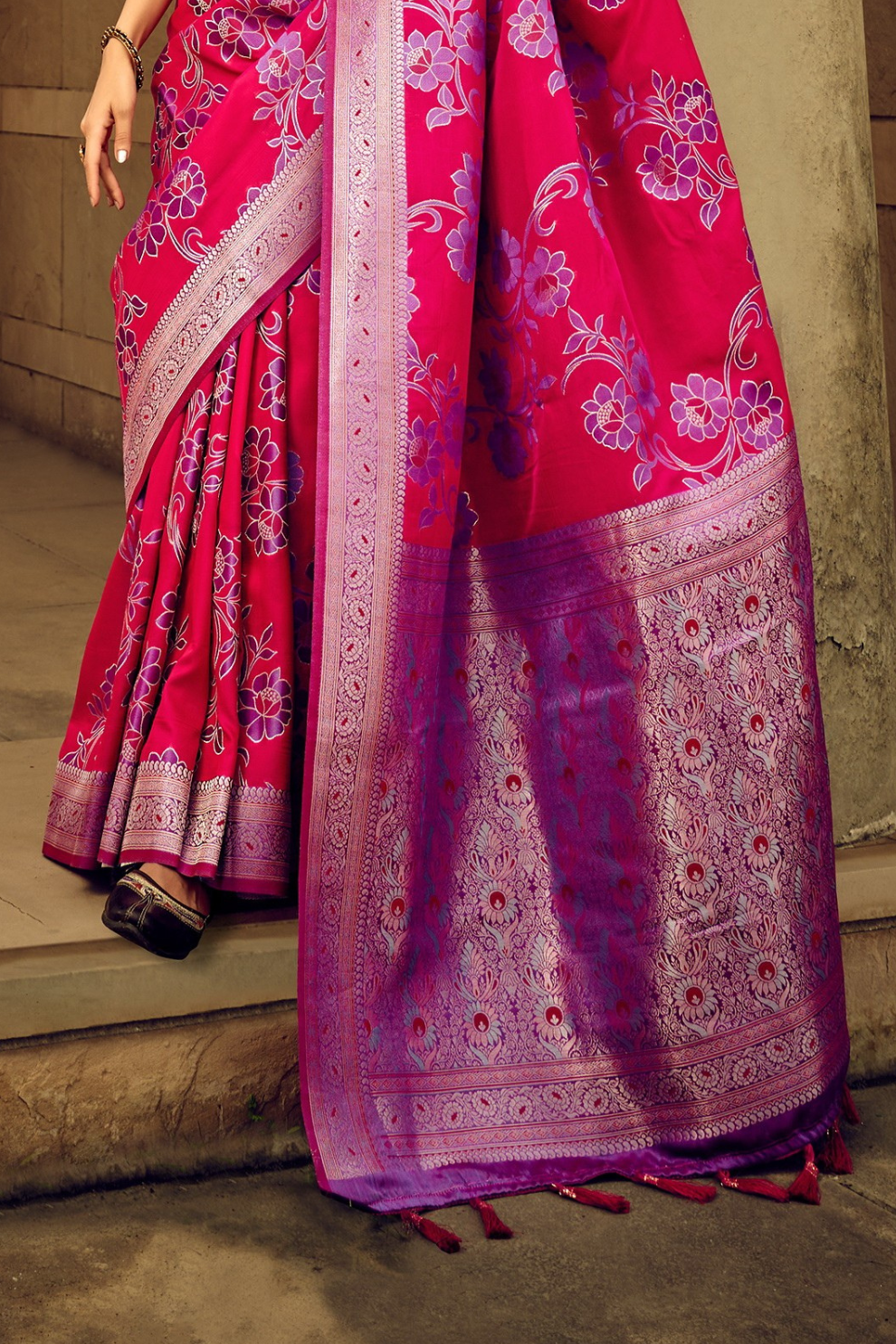 Royal Grandeur Draped in Luxurious Banarasi Satin Silk Elegance