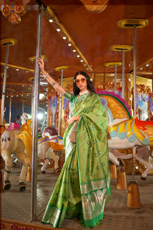 Designer Party Wear Handloom Kaitra Silk Saree with Elegant Weaving