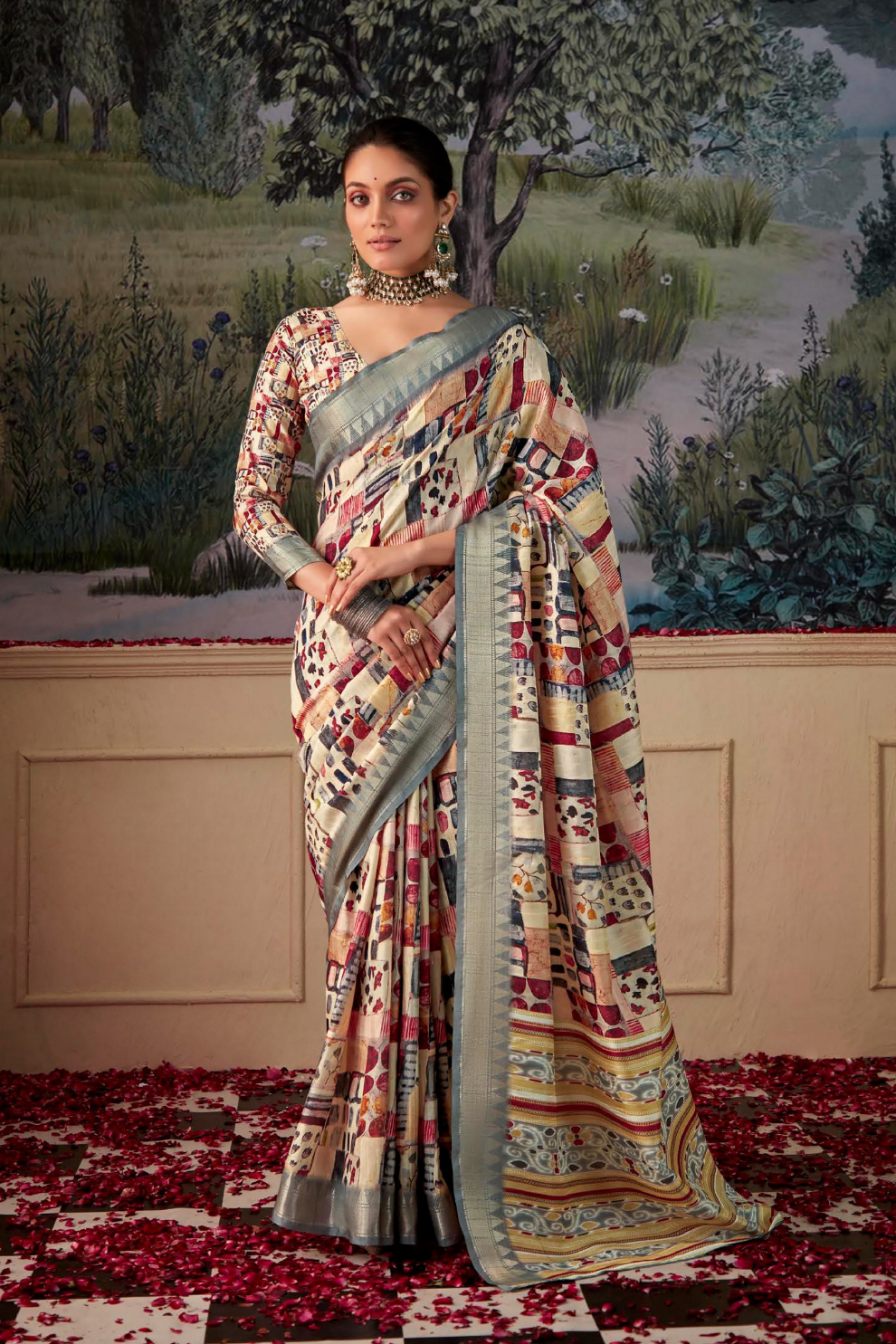 Handloom Tussar Silk with Digital Print - LaVante Fashion