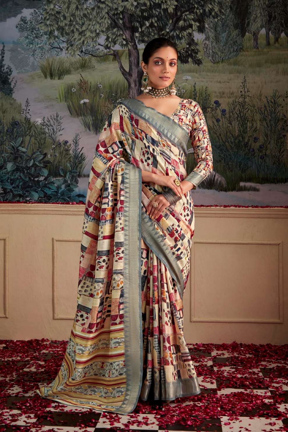 Handloom Tussar Silk with Digital Print - LaVante Fashion