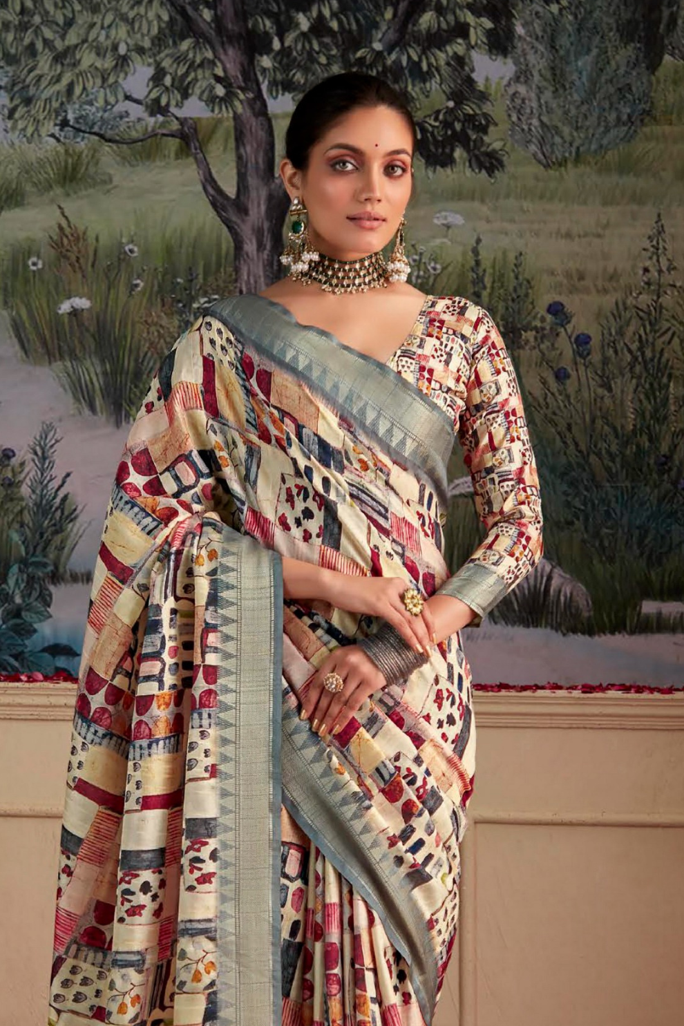 Handloom Tussar Silk with Digital Print - LaVante Fashion