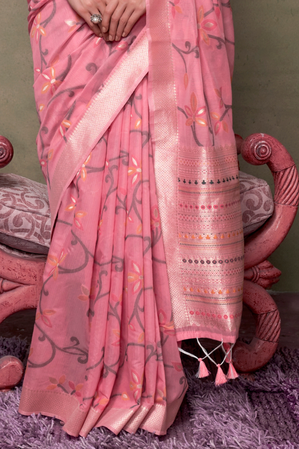 Beautiful Designer Jamdani Handwoven Cotton Saree for Festive We