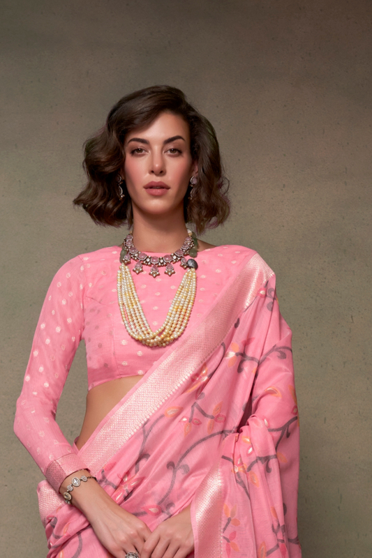 Beautiful Designer Jamdani Handwoven Cotton Saree for Festive We