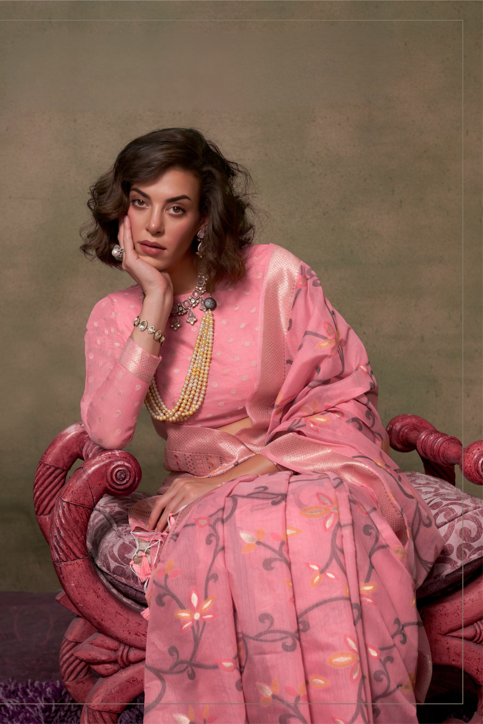 Beautiful Designer Jamdani Handwoven Cotton Saree for Festive We