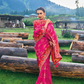 Blushing Royalty in Pink Dola Silk with Heavy Khatli Embroidery