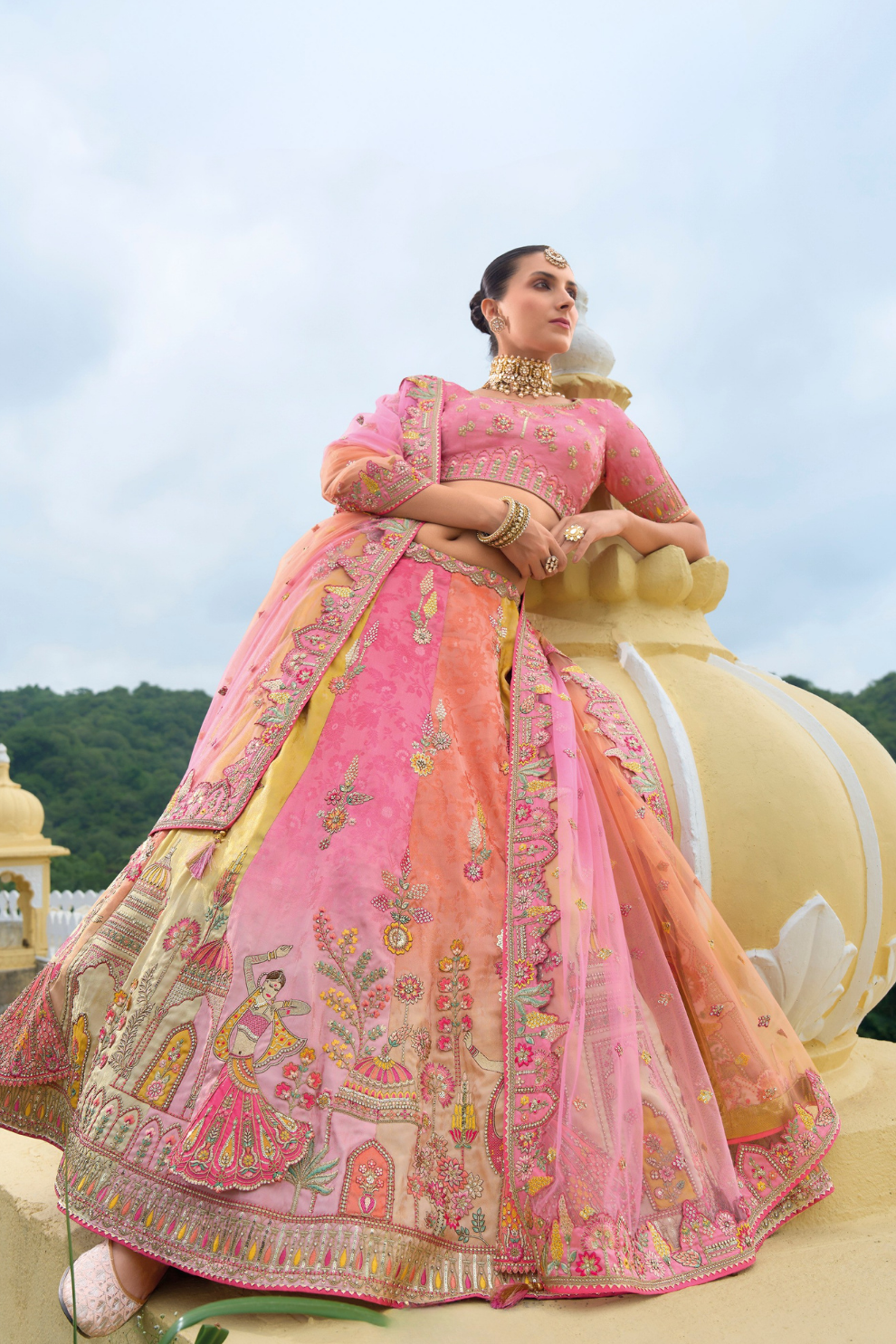 Designer Ethnic Lehenga with Dupatta and Intricate Embroidery