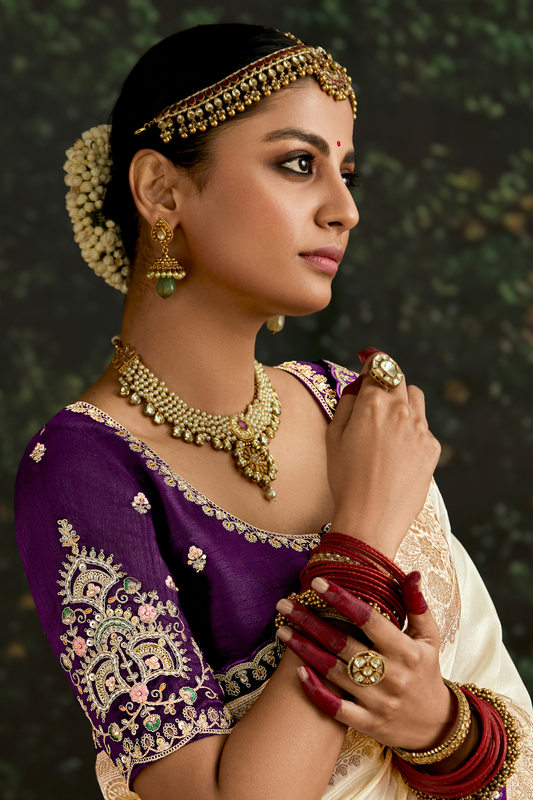 Woven Art Silk Wedding Saree with Rich Traditional Detailing