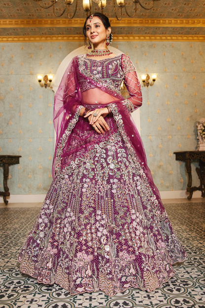 Festive Net Lehenga Choli with Rich Coding and Zarkan Accents