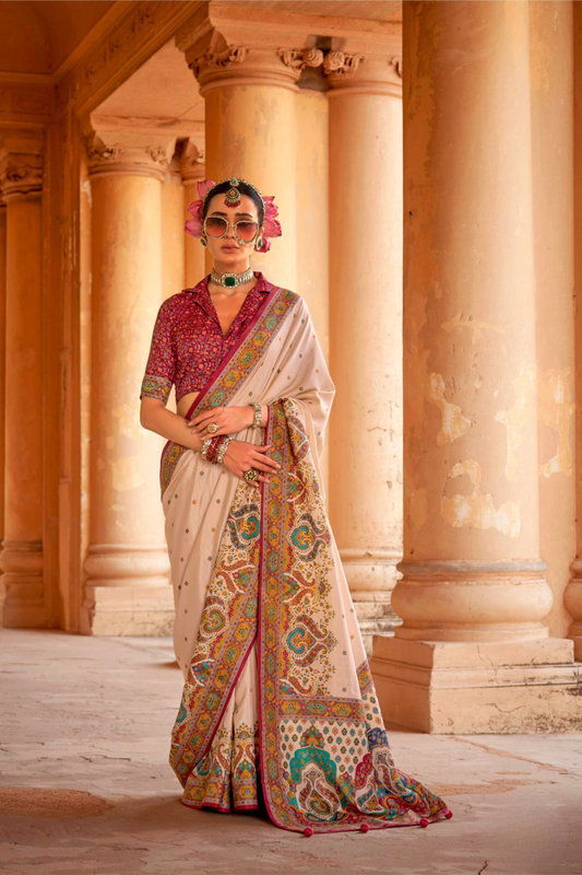 Super Polyester Viscose Silk Saree with Hand Block Luxury Print - LaVante Fashion