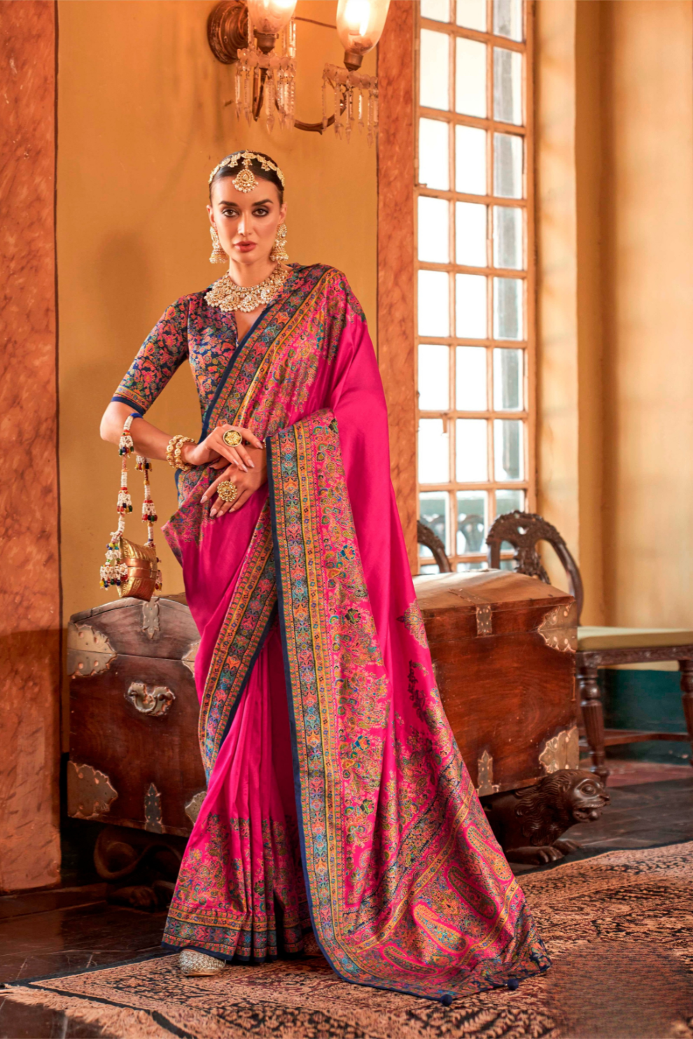 Soft Polyester Viscose Silk Saree with Hand Block Luxury Print - LaVante Fashion
