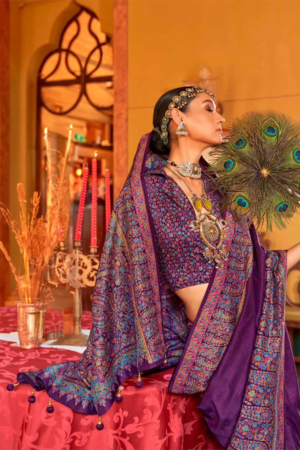 Pure Viscose Silk with Heavy Border Luxury Print and Glory Finish