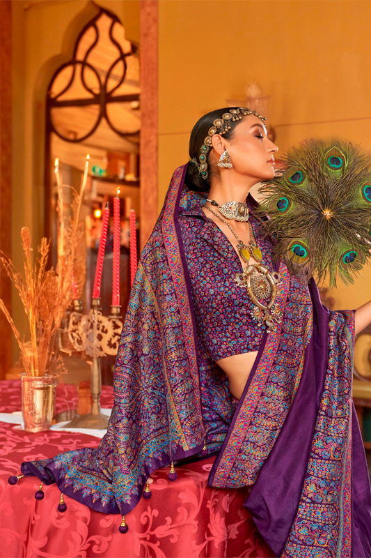 Pure Viscose Silk with Heavy Border Luxury Print and Glory Finish