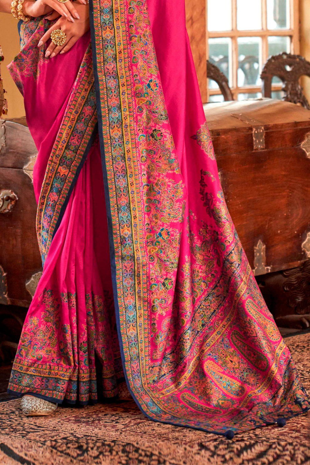 Soft Polyester Viscose Silk Saree with Hand Block Luxury Print - LaVante Fashion