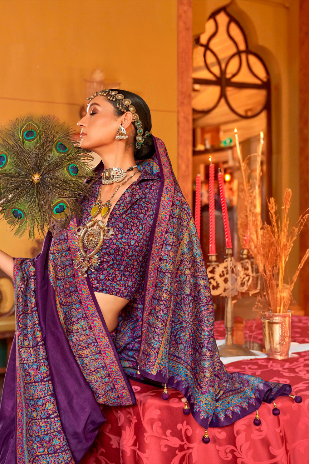 Pure Viscose Silk with Heavy Border Luxury Print and Glory Finish