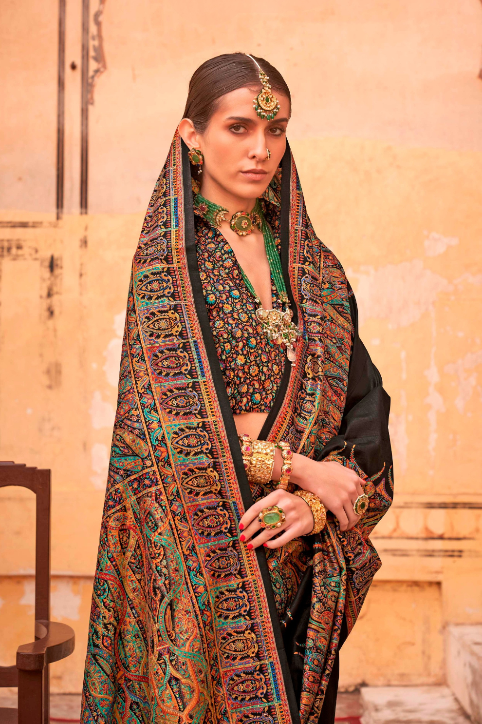 Pure Polyester Viscose Silk Saree with Hand Block Print - LaVante Fashion