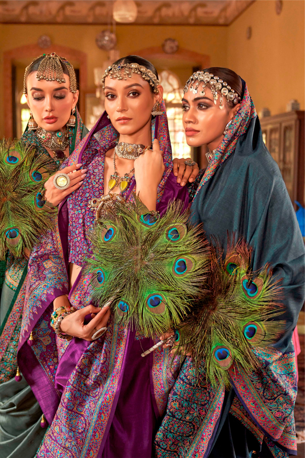 Pure Viscose Silk with Heavy Border Luxury Print and Glory Finish