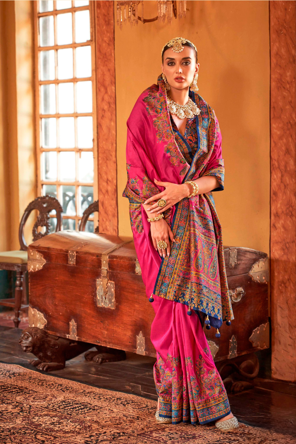 Soft Polyester Viscose Silk Saree with Hand Block Luxury Print - LaVante Fashion