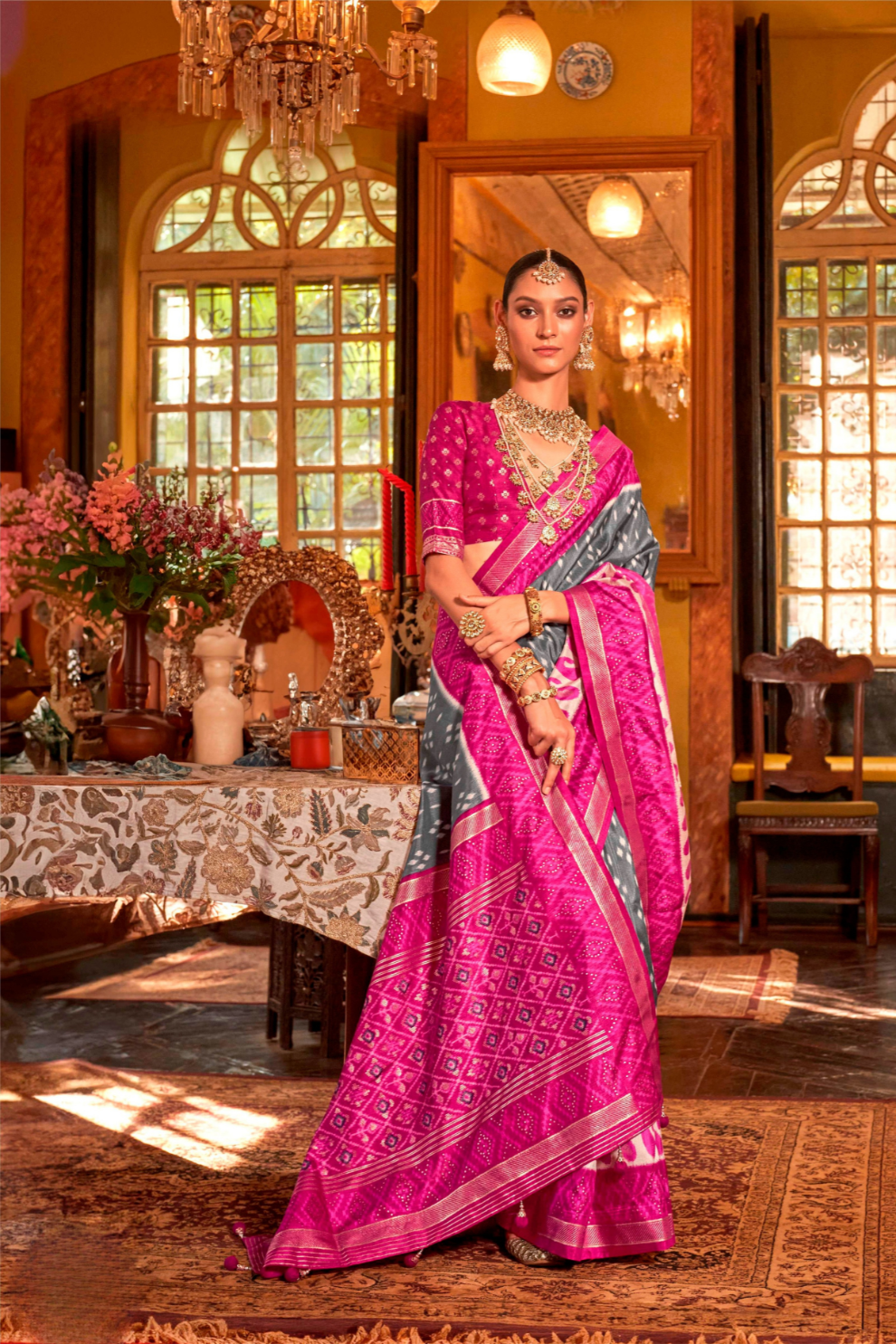 Pure Viscose Silk Saree with Silk Blend Designer Print