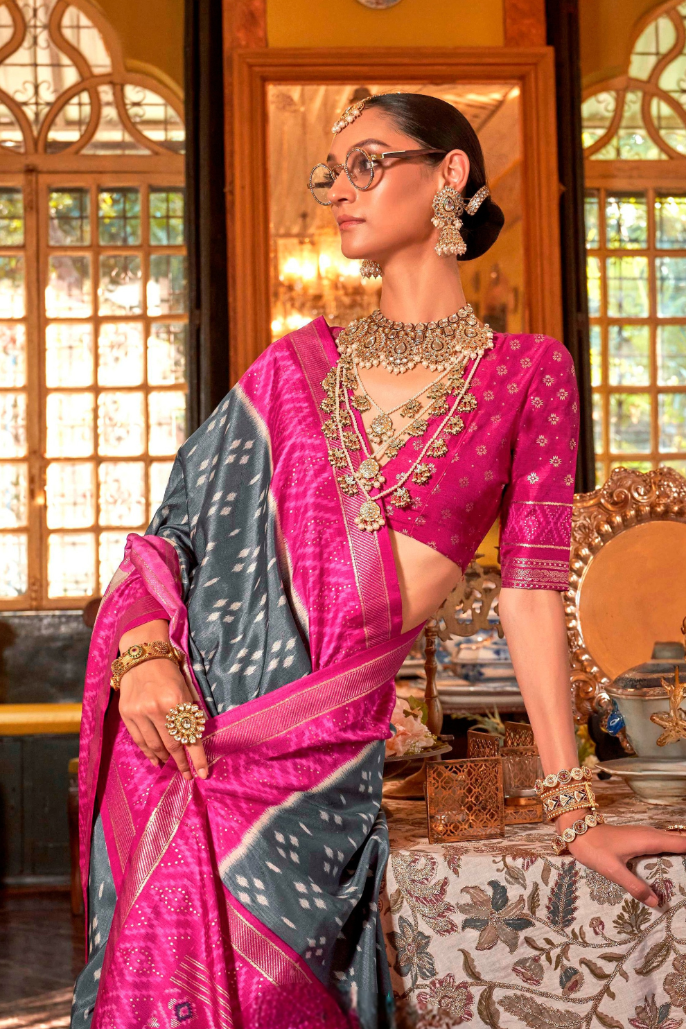 Pure Viscose Silk Saree with Silk Blend Designer Print