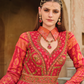 Embellished Red Anarkali Gown In Luxe Premium Sil