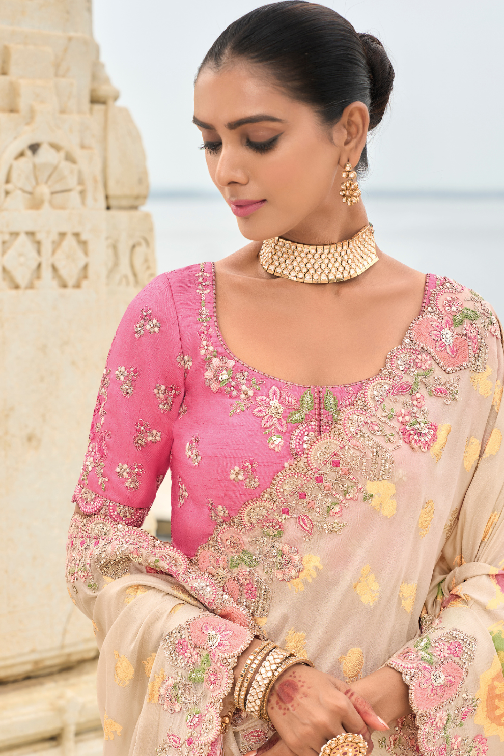 Soft Radiance in Pink Tissue Georgette Elegance