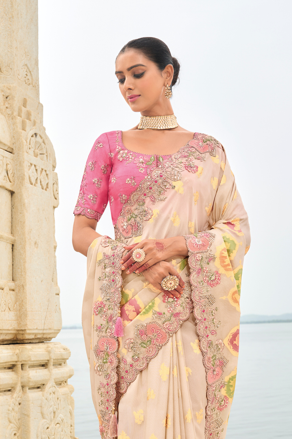 Soft Radiance in Pink Tissue Georgette Elegance