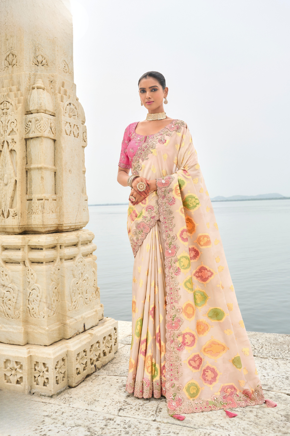 Soft Radiance in Pink Tissue Georgette Elegance