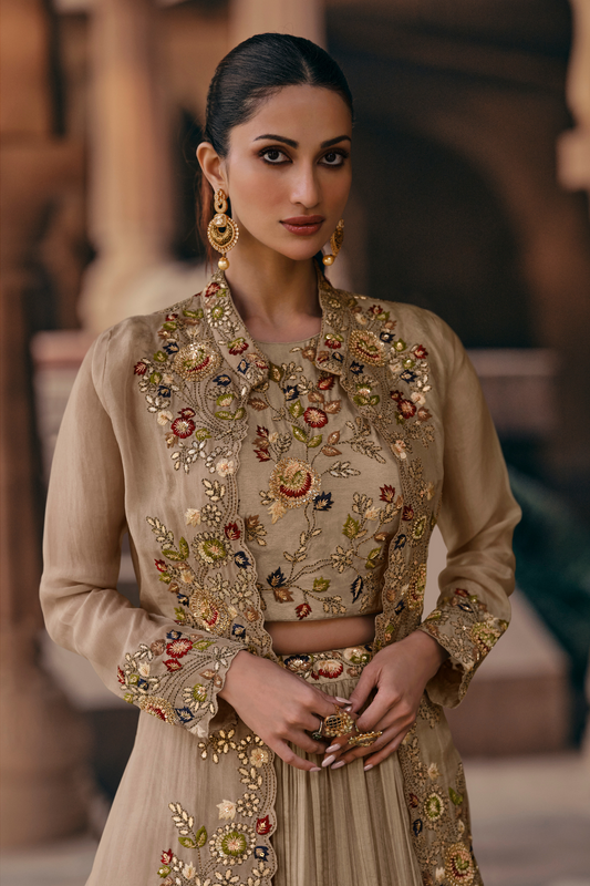 Elegance Reimagined Indo-Western Style in Rich Chinnon Silk