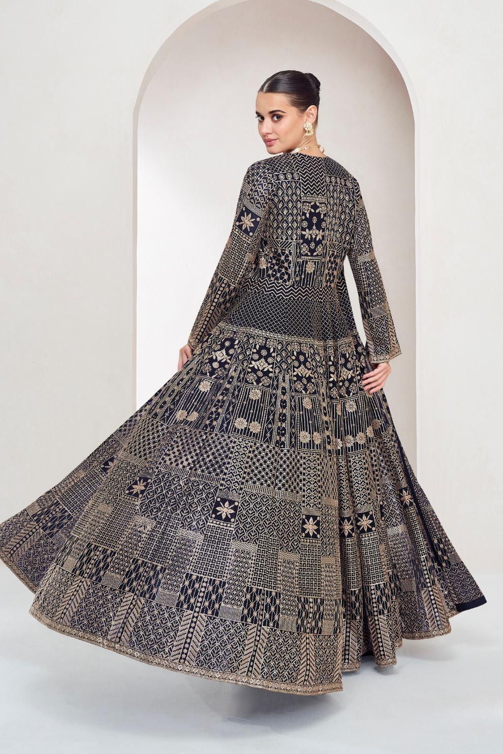 Designer Indo-Western Jacket Suit with Intricate Cut Dana Detailing