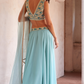 Georgette Minimal Hand Embellished Choli and Sky Blue Lehenga Set