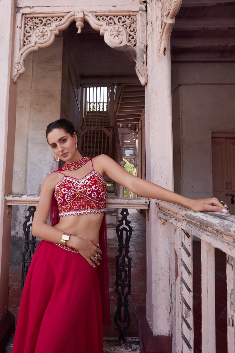 Elegant Rani Pink Georgette Lehenga Set with Designer Touch