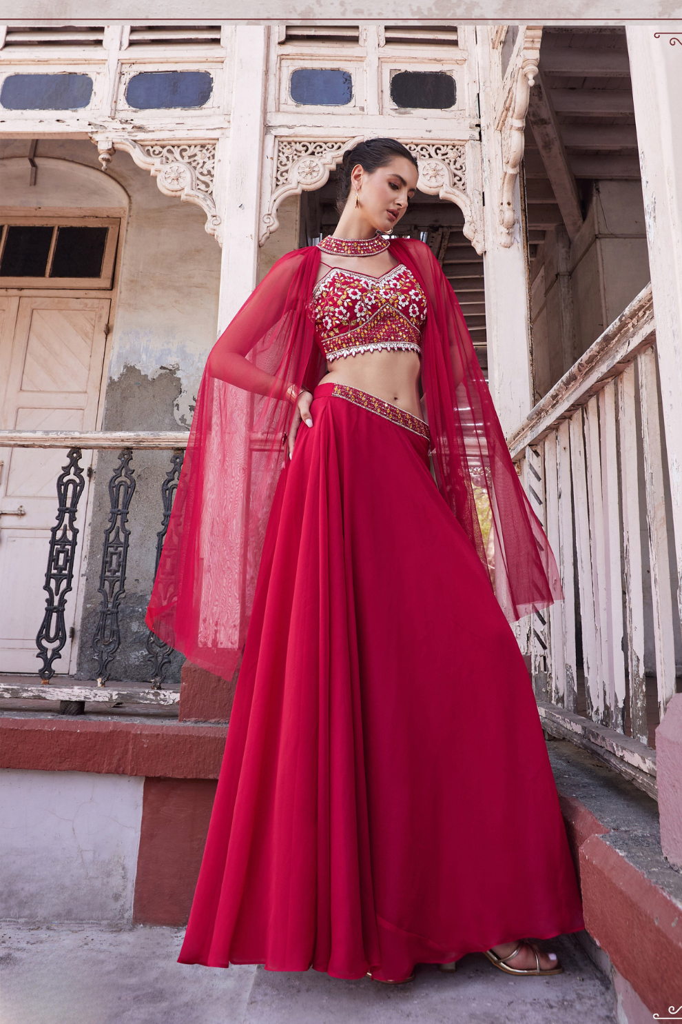 Elegant Rani Pink Georgette Lehenga Set with Designer Touch