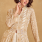 Elegance Redefined: Full-Length Indo-Western Dress with Zari Detailing for Luxe Festive Looks