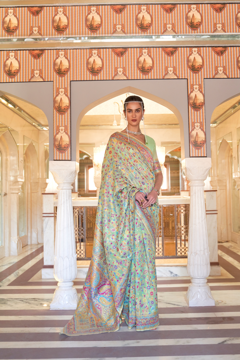 Premium Modal Silk Saree with Kashmiri Handloom Design