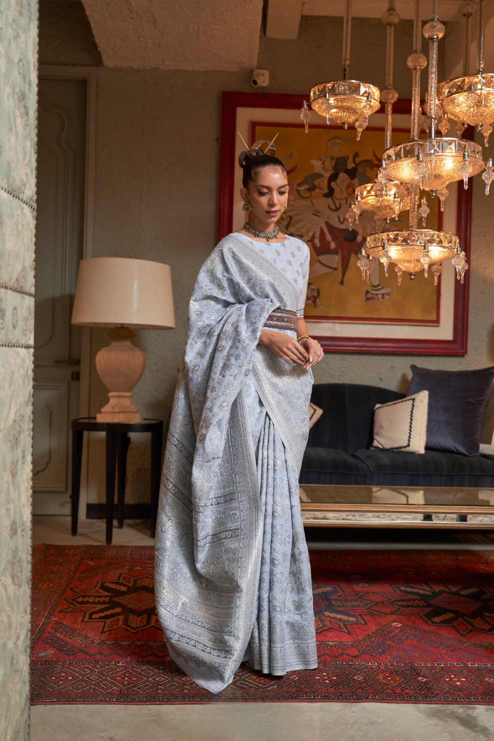 Kashmiri Woven Cotton Silk Designer Saree with Ethnic Charm