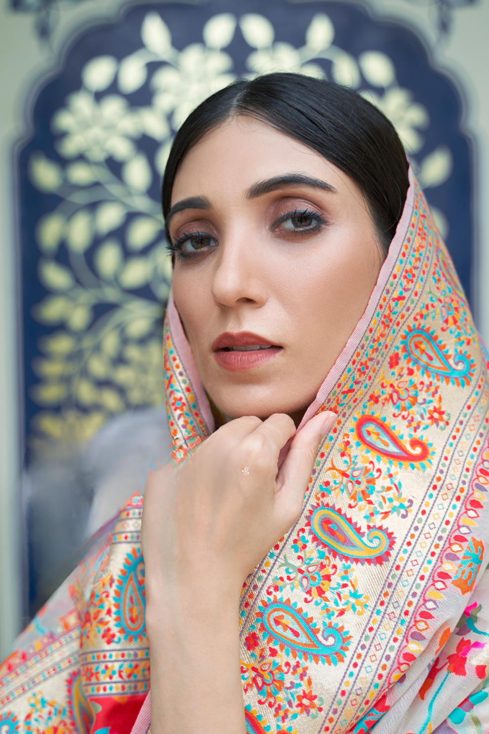 Premium Floral Banarasi Saree with Pashmina Silk Look